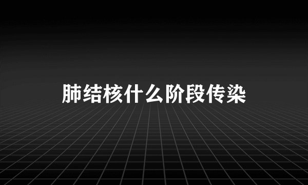 肺结核什么阶段传染