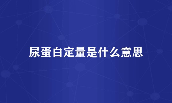 尿蛋白定量是什么意思