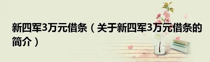 新四军3万元借条(关于新四军3万元借条的简介)