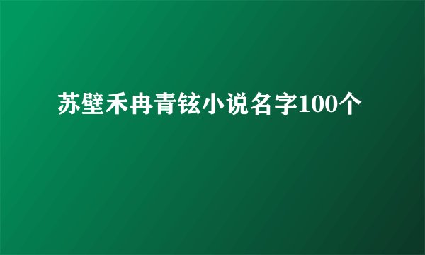 苏壁禾冉青铉小说名字100个