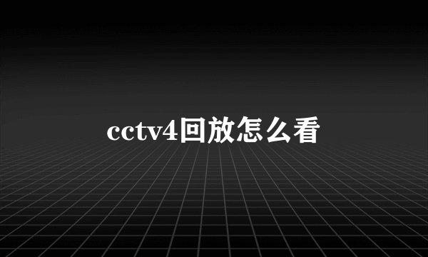 cctv4回放怎么看