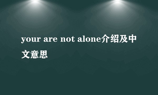 your are not alone介绍及中文意思