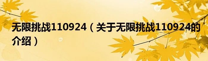 无限挑战110924（关于无限挑战110924的介绍）