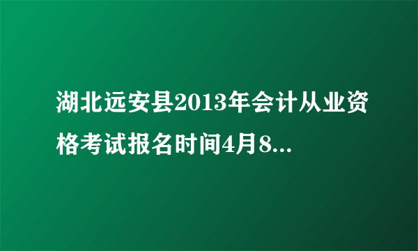 湖北远安县2013年会计从业资格考试报名时间4月8日至22日