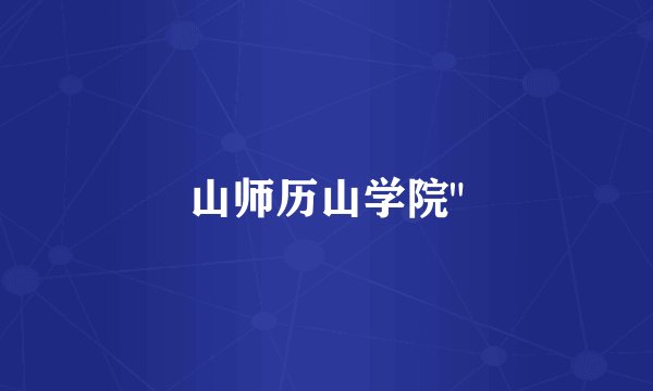 山师历山学院