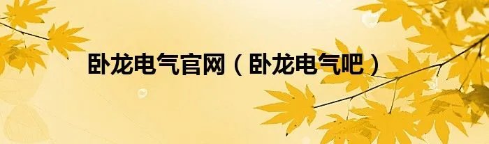 卧龙电气官网（卧龙电气吧）