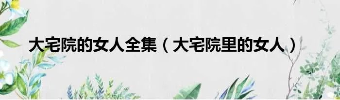 大宅院的女人全集（大宅院里的女人）