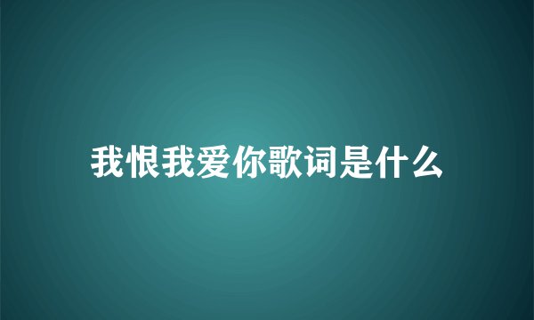 我恨我爱你歌词是什么