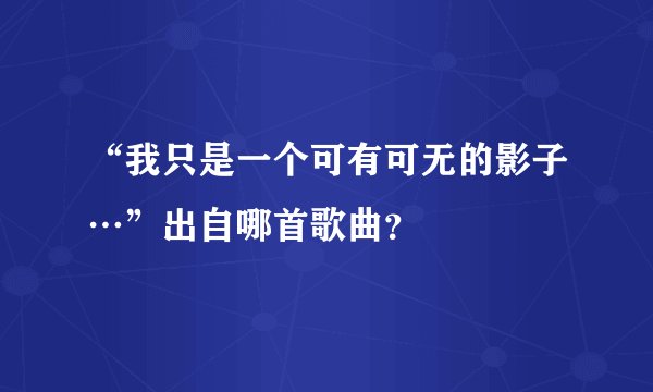 “我只是一个可有可无的影子…”出自哪首歌曲？