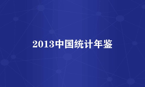 2013中国统计年鉴