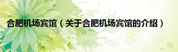 合肥机场宾馆(关于合肥机场宾馆的介绍)