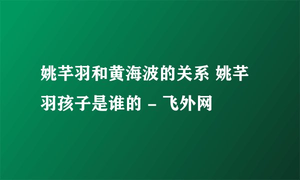 姚芊羽和黄海波的关系 姚芊羽孩子是谁的 - 飞外网