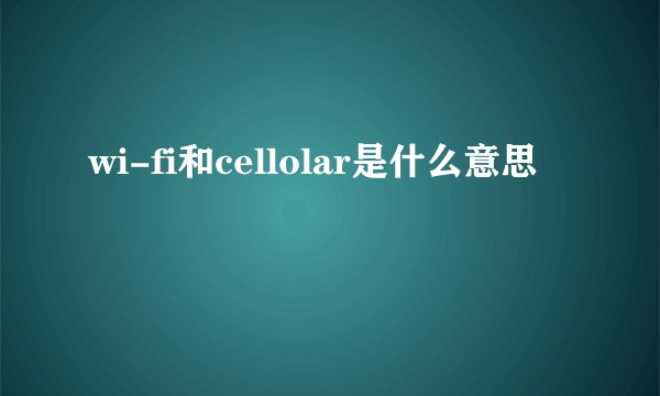 wi-fi和cellolar是什么意思