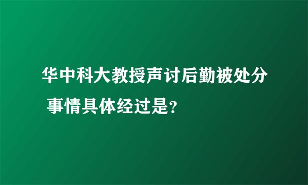 华中科大教授声讨后勤被处分 事情具体经过是？