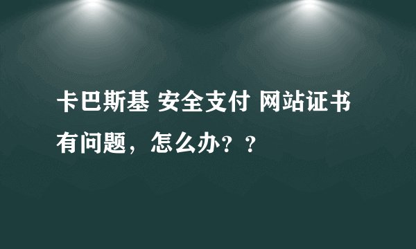 卡巴斯基 安全支付 网站证书有问题，怎么办？？