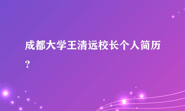 成都大学王清远校长个人简历？