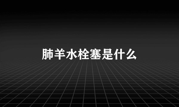 肺羊水栓塞是什么