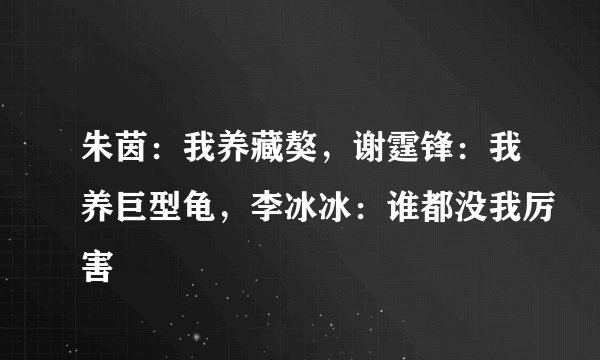 朱茵:我养藏獒,谢霆锋:我养巨型龟,李冰冰:谁都没我厉害