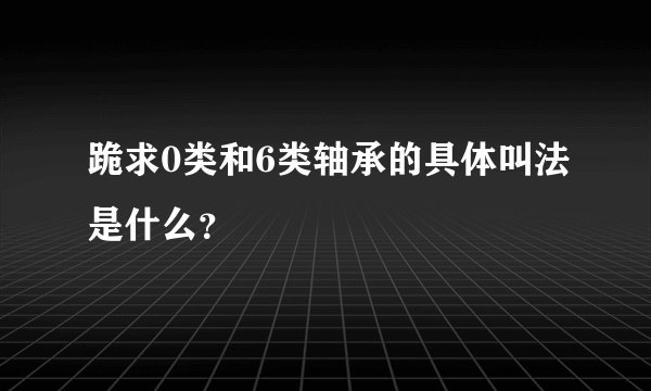 跪求0类和6类轴承的具体叫法是什么？