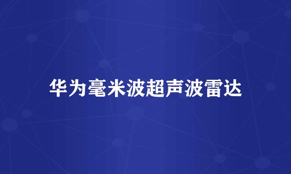 华为毫米波超声波雷达