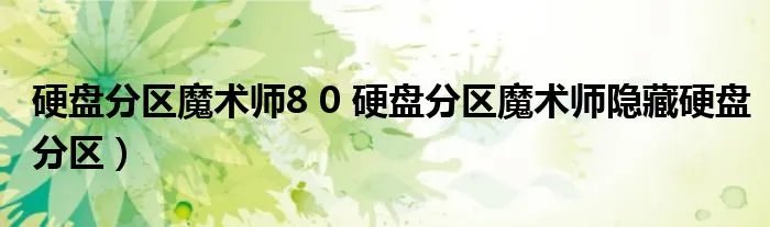 硬盘分区魔术师8 0 硬盘分区魔术师隐藏硬盘分区)