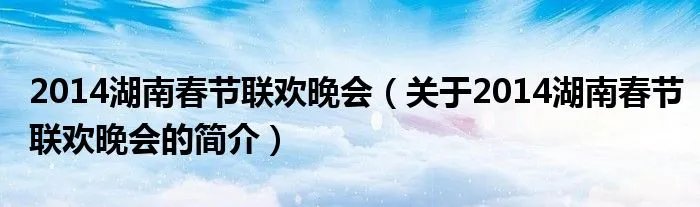 2014湖南春节联欢晚会（关于2014湖南春节联欢晚会的简介）