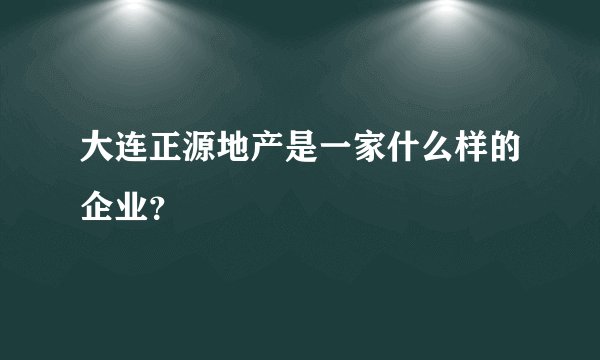 大连正源地产是一家什么样的企业？