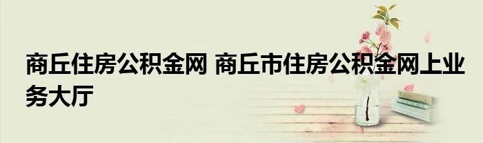 商丘住房公积金网 商丘市住房公积金网上业务大厅
