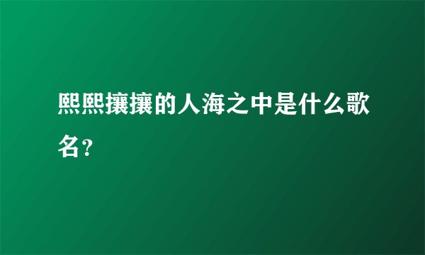 熙熙攘攘的人海之中是什么歌名?