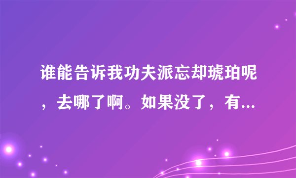 谁能告诉我功夫派忘却琥珀呢，去哪了啊。如果没了，有什么50级以上的任务得