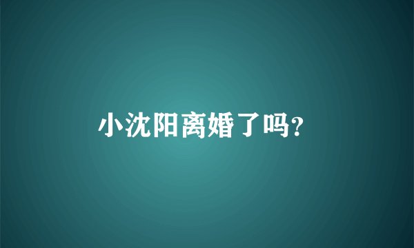 小沈阳离婚了吗？