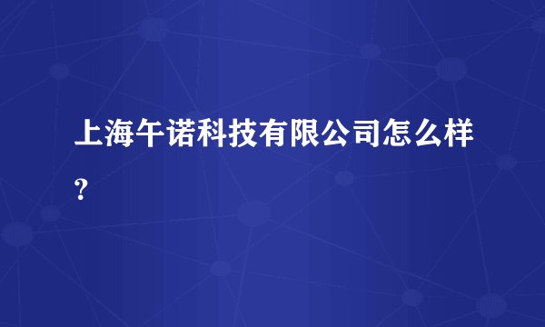 上海午诺科技有限公司怎么样？
