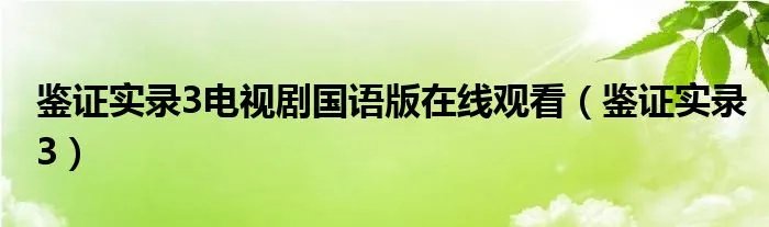 鉴证实录3电视剧国语版在线观看（鉴证实录3）