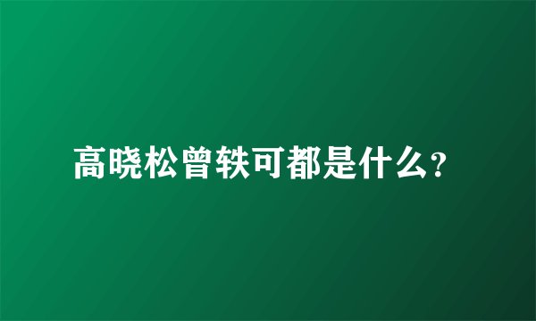 高晓松曾轶可都是什么？
