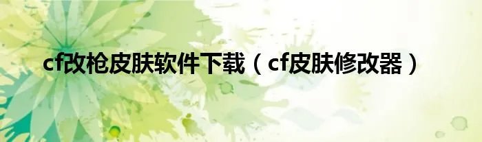 cf改枪皮肤软件下载(cf皮肤修改器)