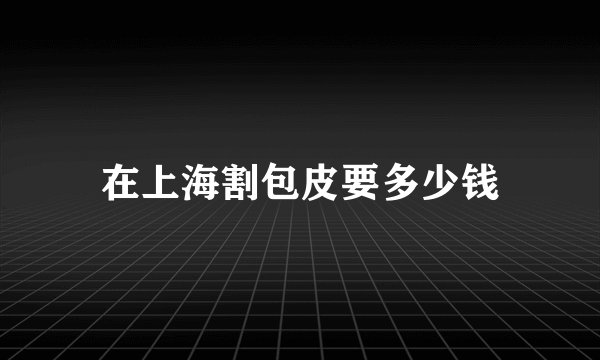 在上海割包皮要多少钱
