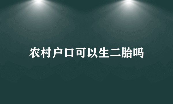农村户口可以生二胎吗