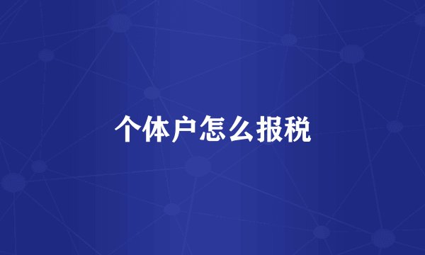 个体户怎么报税