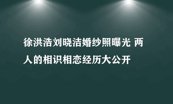 徐洪浩刘晓洁婚纱照曝光 两人的相识相恋经历大公开