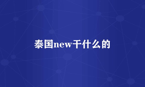 泰国new干什么的