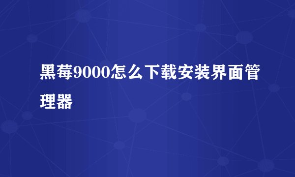 黑莓9000怎么下载安装界面管理器