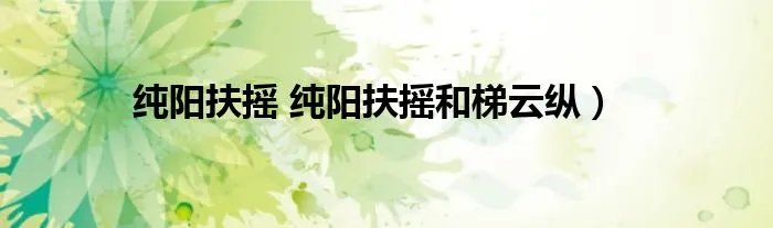 纯阳扶摇 纯阳扶摇和梯云纵)