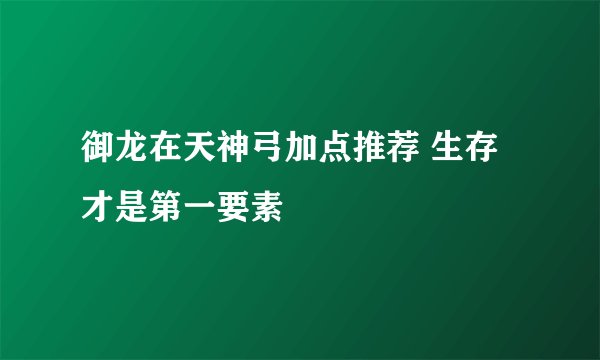 御龙在天神弓加点推荐 生存才是第一要素