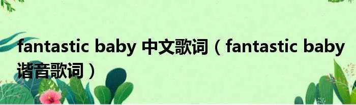 fantastic baby 中文歌词（fantastic baby谐音歌词）