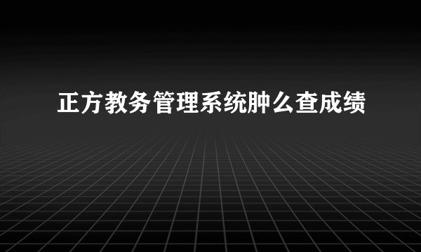 正方教务管理系统肿么查成绩
