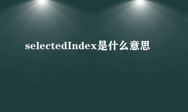 selectedIndex是什么意思
