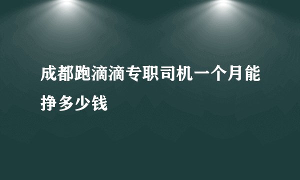 成都跑滴滴专职司机一个月能挣多少钱
