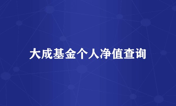 大成基金个人净值查询