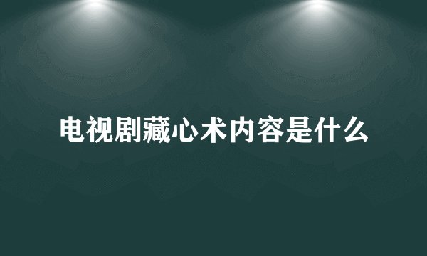电视剧藏心术内容是什么