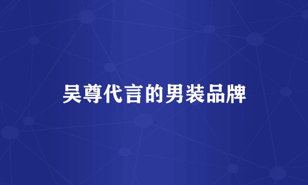 吴尊代言的男装品牌